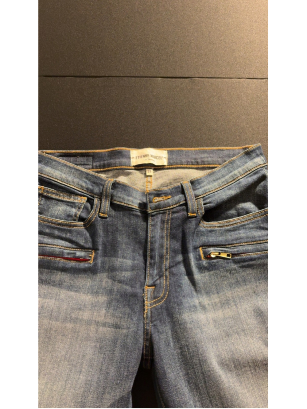 Etienne Marcel Los Angeles Designer Blue Denim Moto Jeans - Size 28